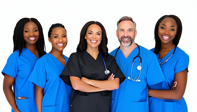 Healthcare professionals smiling, representing Dayspring Care INC